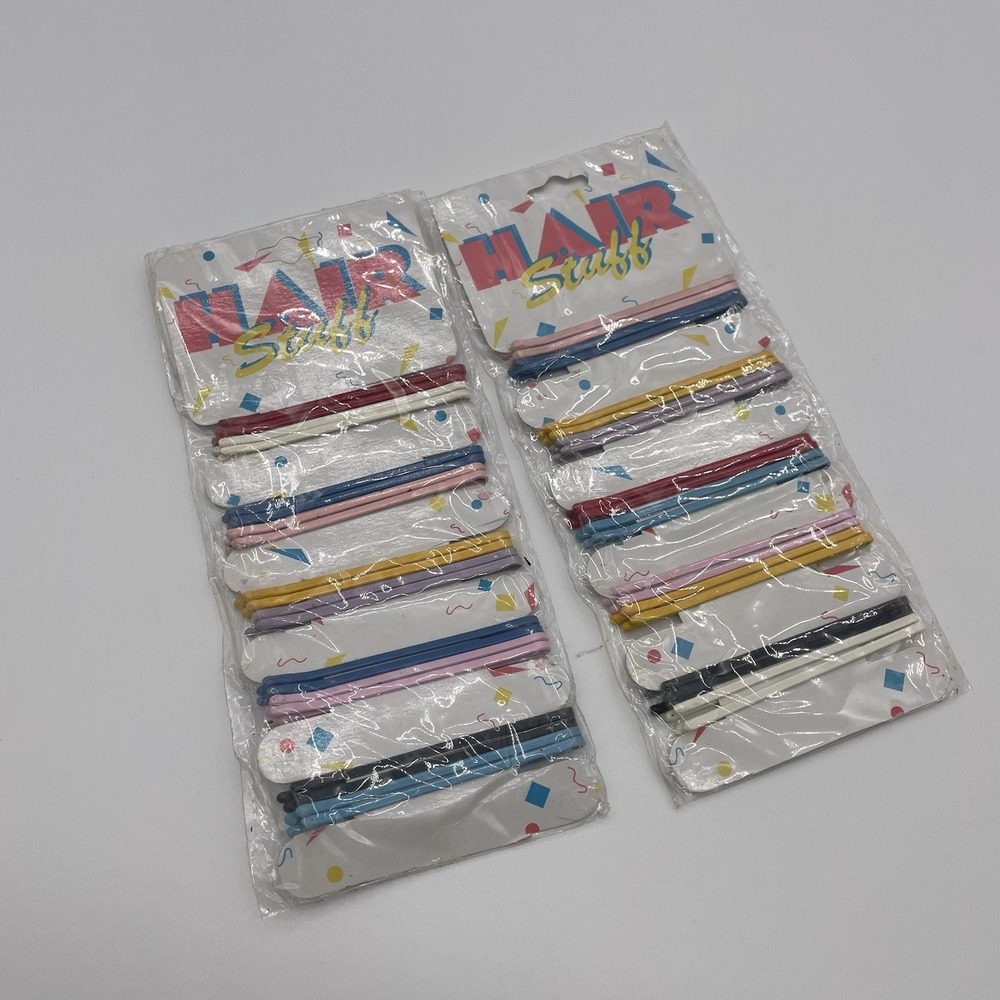 Vtg 90s Colorful Hair Bobby Pins 2‎ Packs + 80's Style Hair Retro